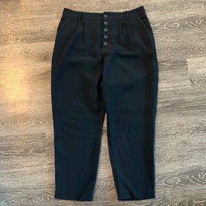 Anthropologie black slacks, five buttons, pleated, Size 10